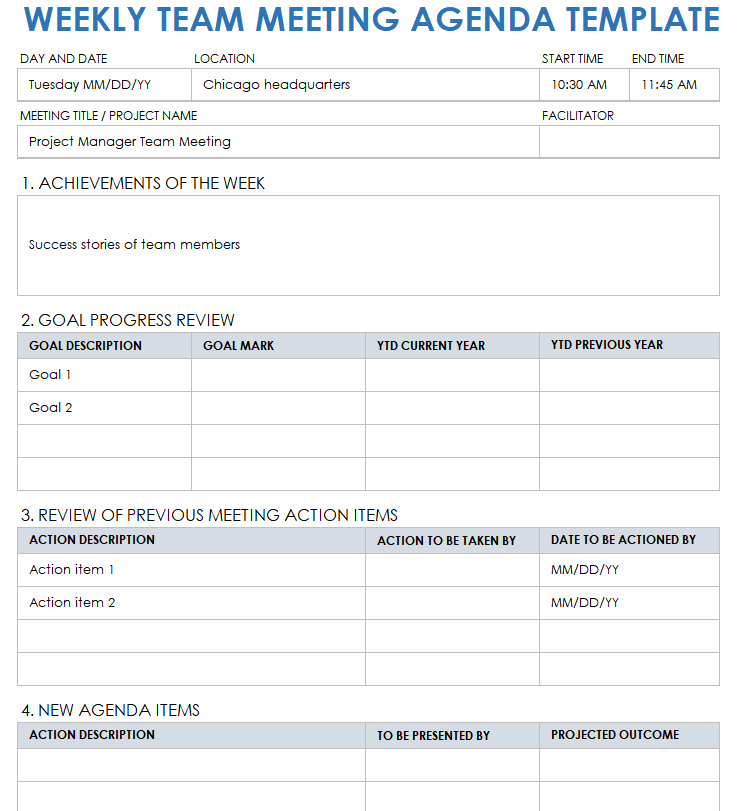 Free Team Meeting Templates | Smartsheet