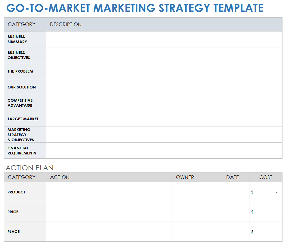 Go-to-Market Marketing Strategy Template