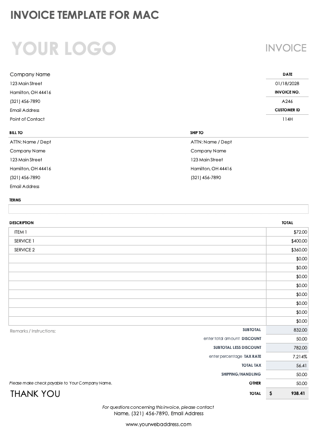 Invoice Template for Mac