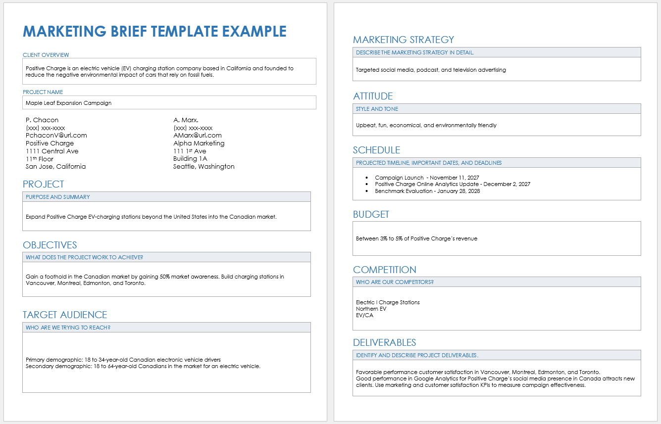 Example Marketing Brief Template