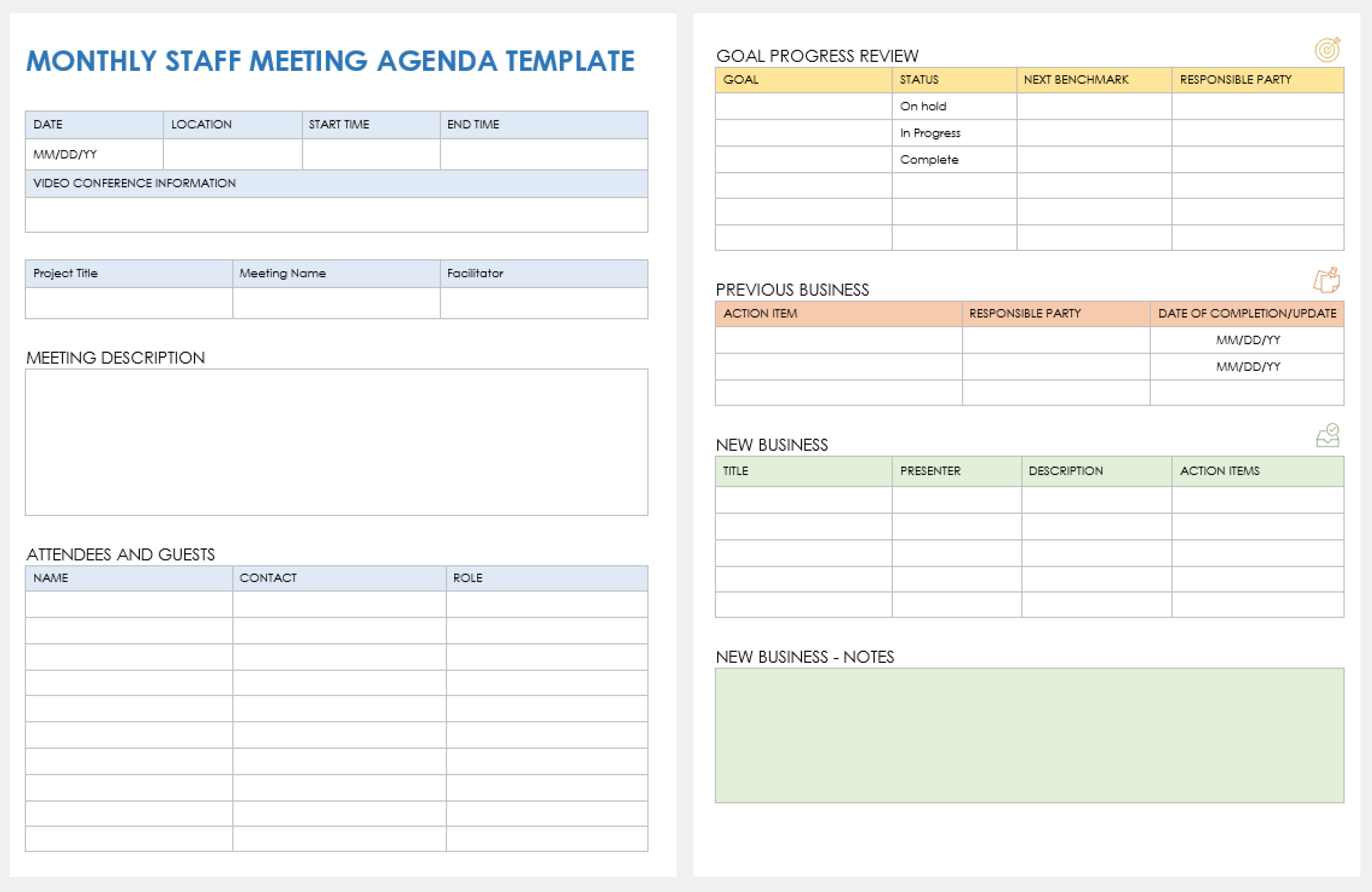 Monthly Staff Meeting Agenda Template