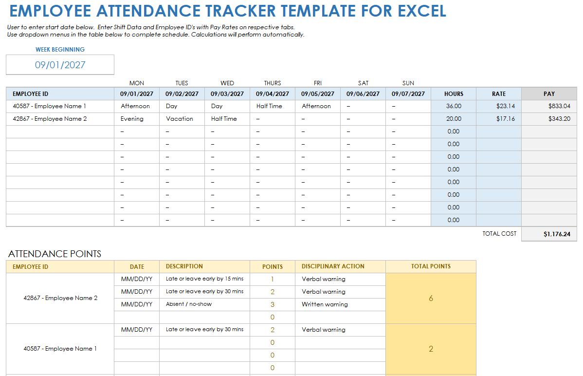 Employee Attendance Tracker Template for Excel