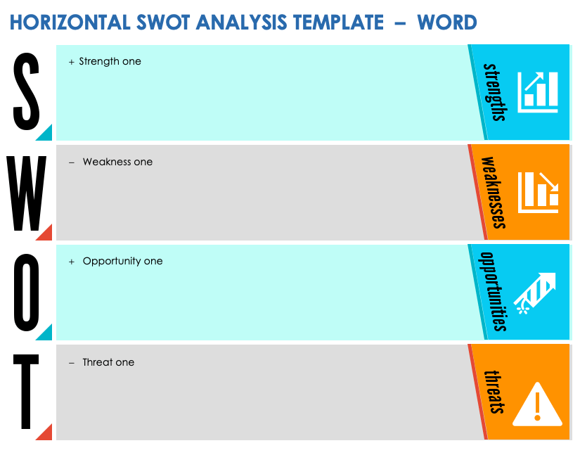 Horizontal SWOT Analysis Template Word