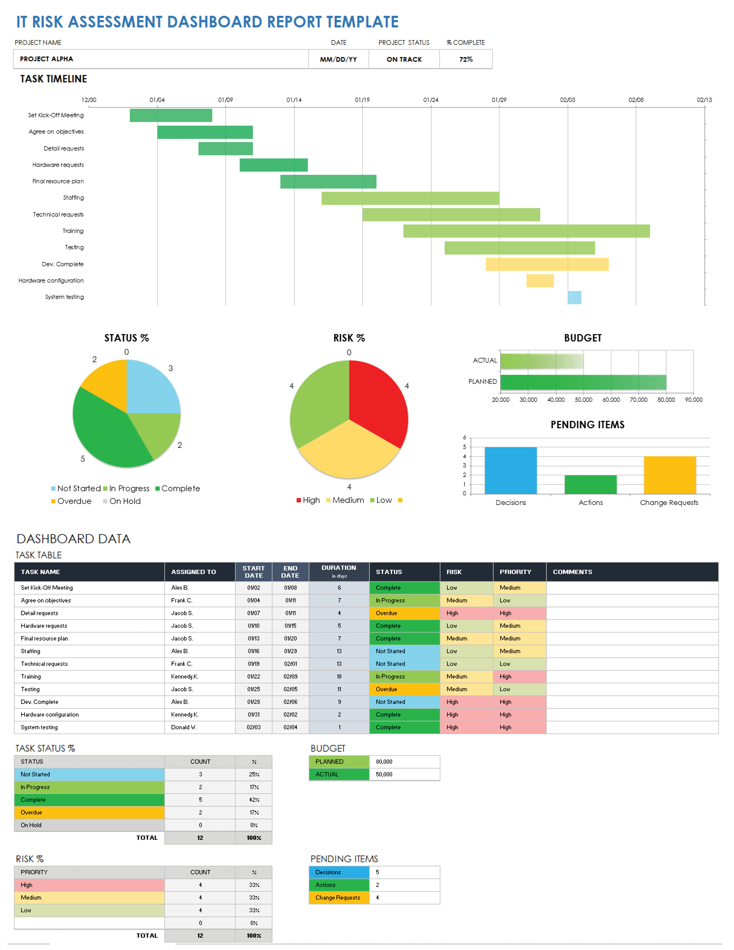 IT Risk Assessment Dashboard Report Template