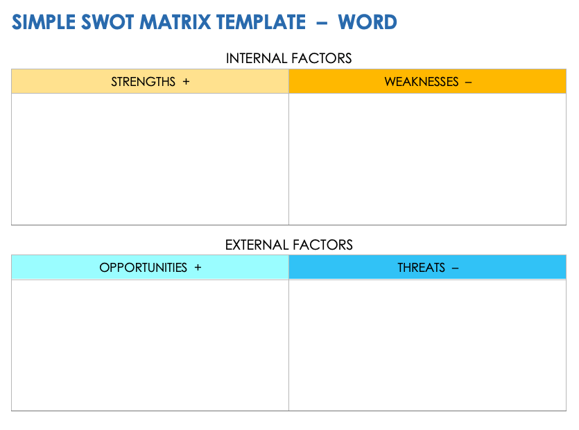 Simple SWOT Matrix Template Word
