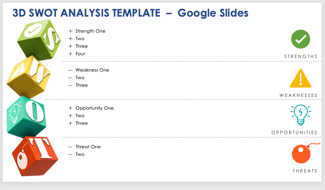 3D SWOT Analysis Template Google Slides
