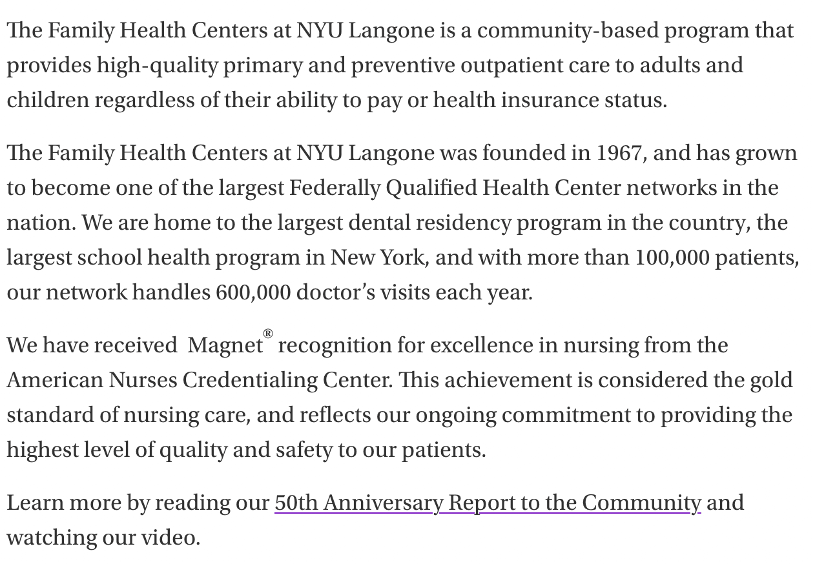 NYU Family Health Centers Elevator Pitch