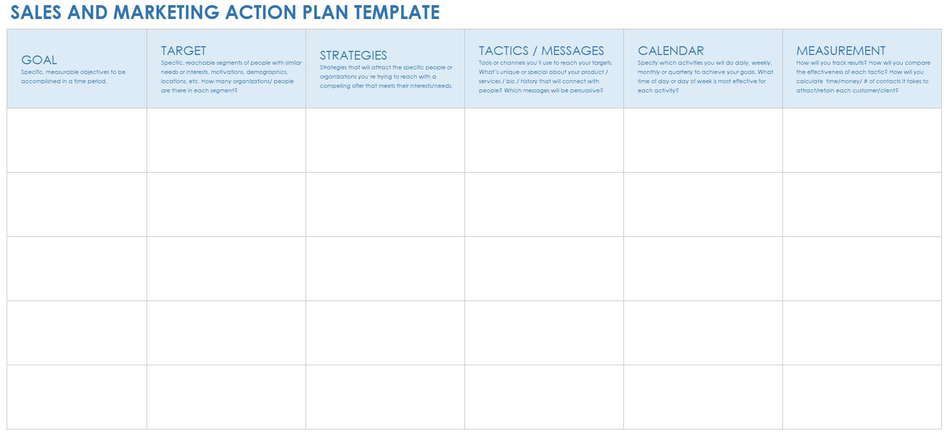 Sales and Marketing Action Plan Template