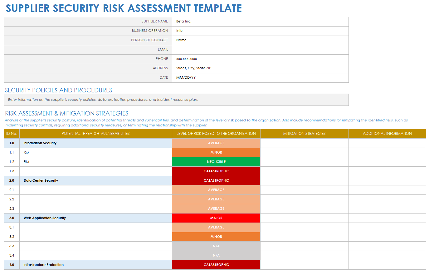 Supplier Security Risk Assessment Template