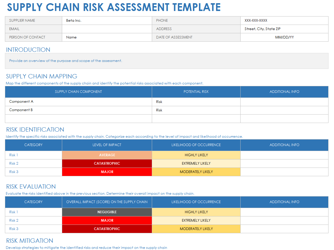 Supply Chain Risk Assessment Template