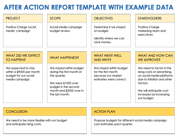 Example After Action Report Template
