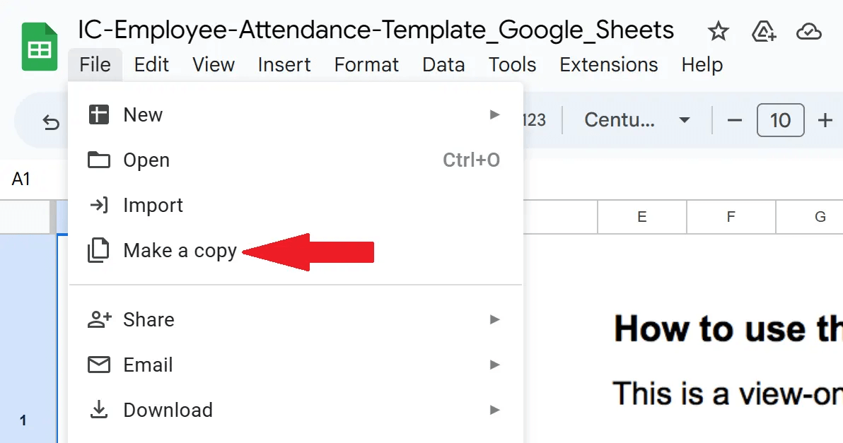 Copy Attendance Sheet in Google Sheets