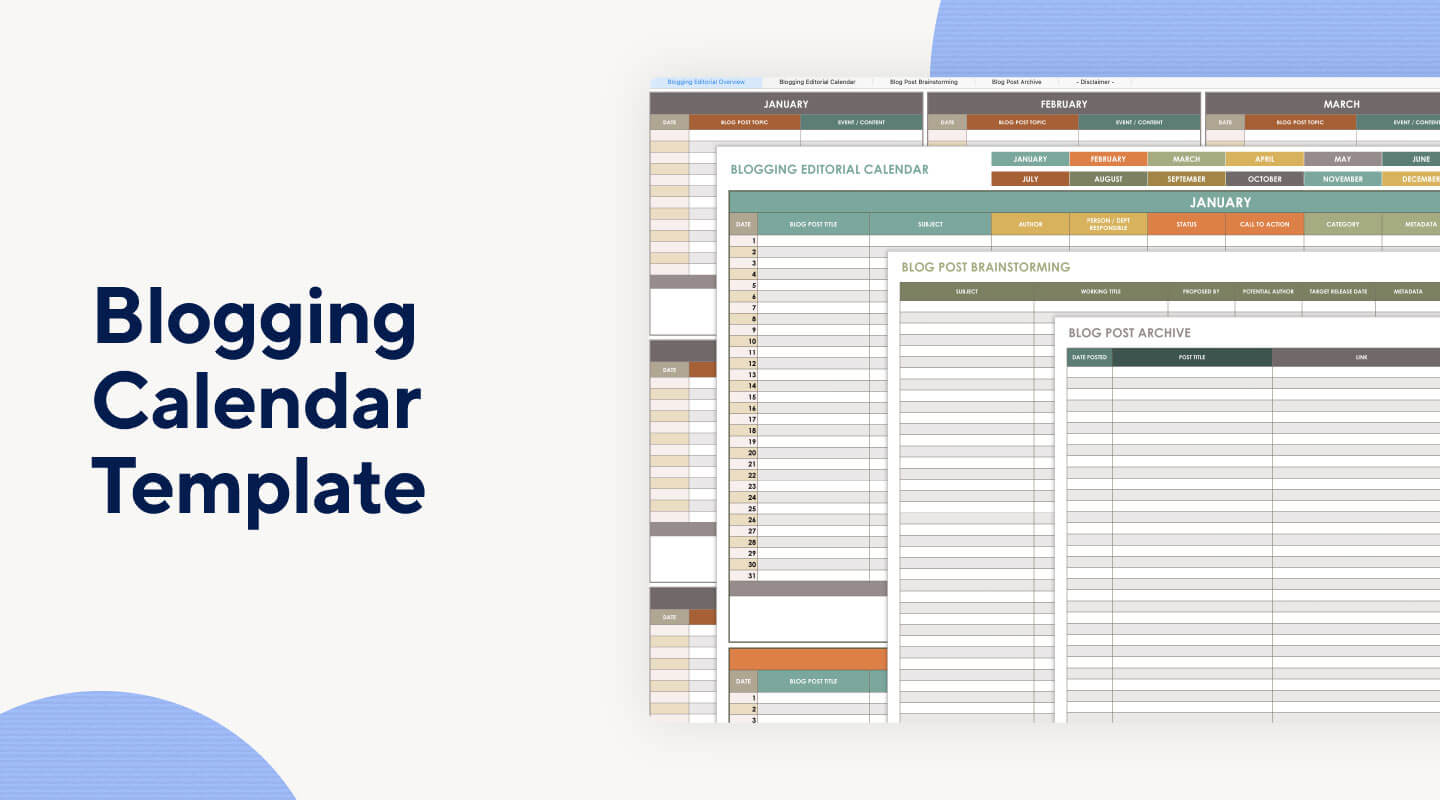 Blogging calendar templates strategically focus on one type of content.