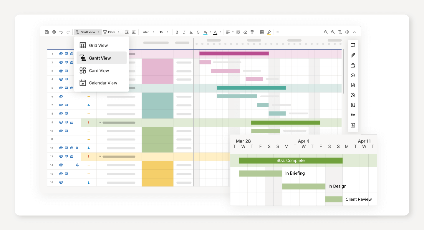 Gantt production schedule, which is also known as a workback schedule.