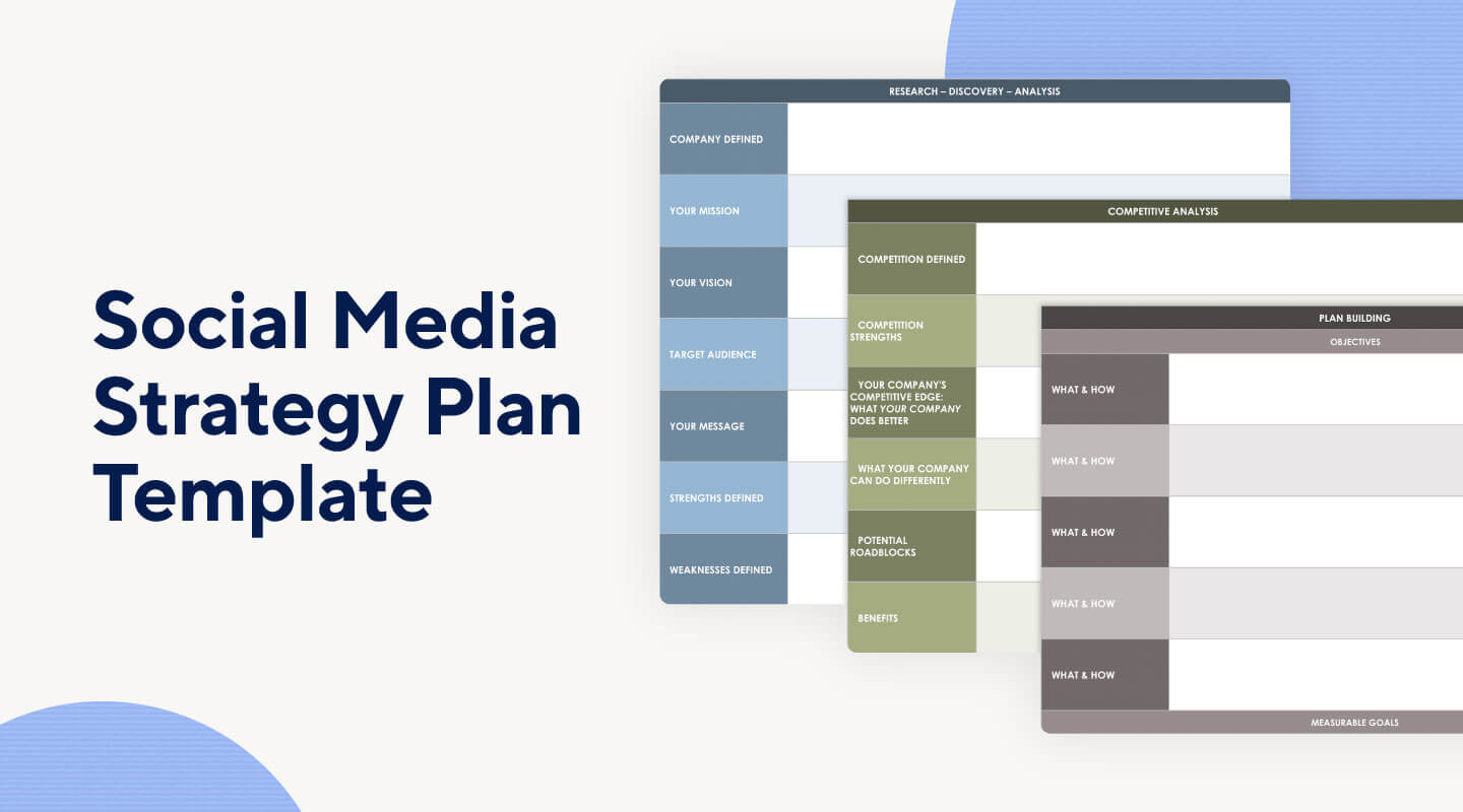 Identify and define audience and mission with a social media strategy plan template.