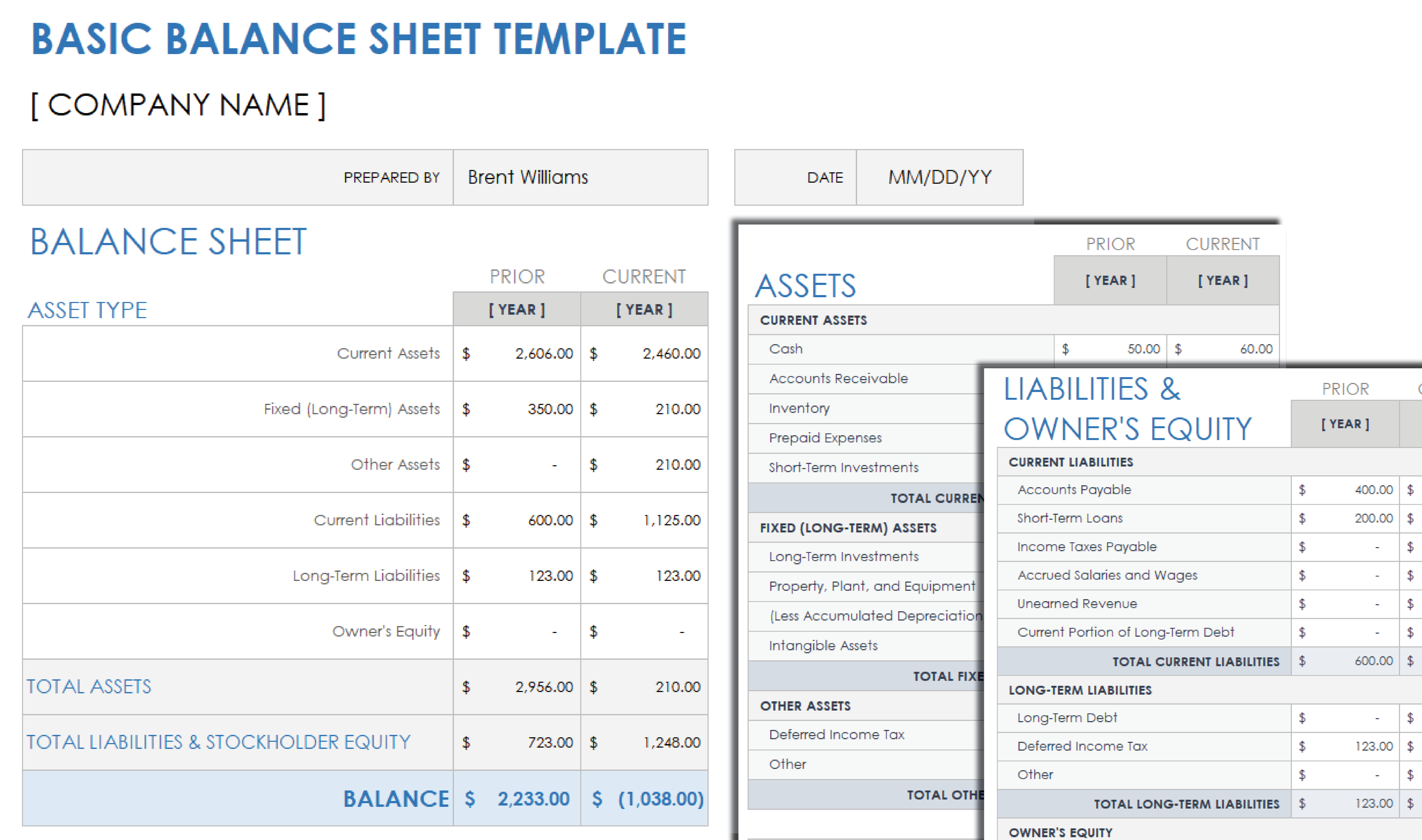 Basic Balance Sheet Template