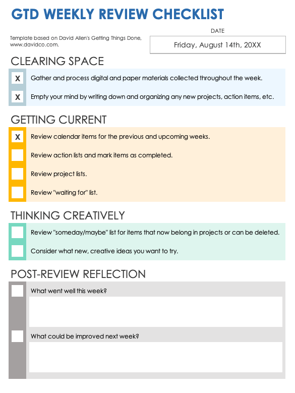 GTD Weekly Review Checklist Template