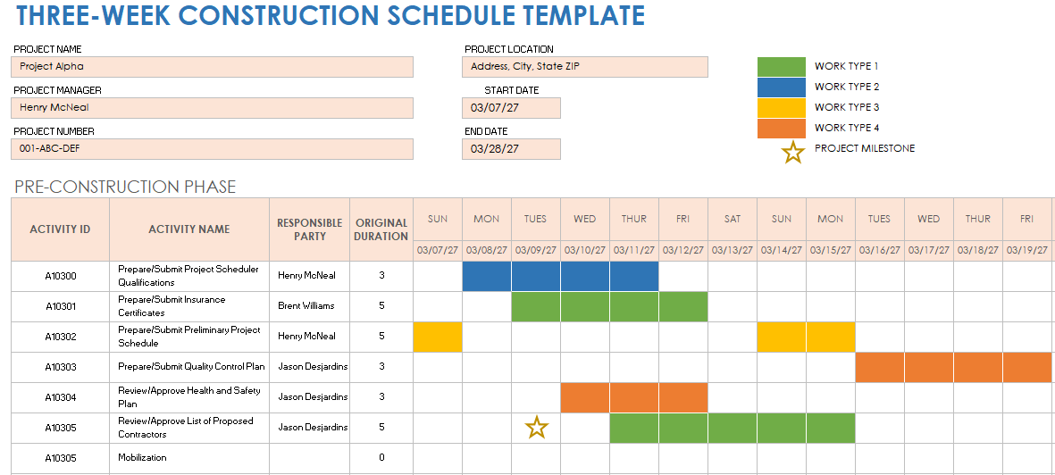 Three Week Construction Schedule