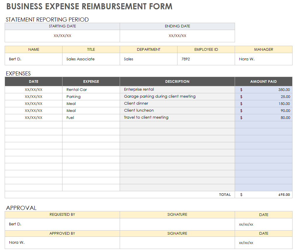Business Expense Reimbursement Form