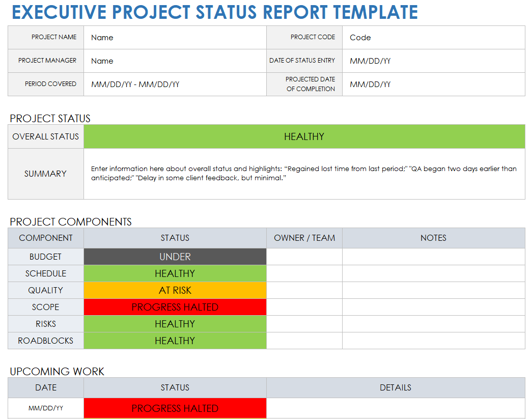 Free Project Status Templates | Smartsheet