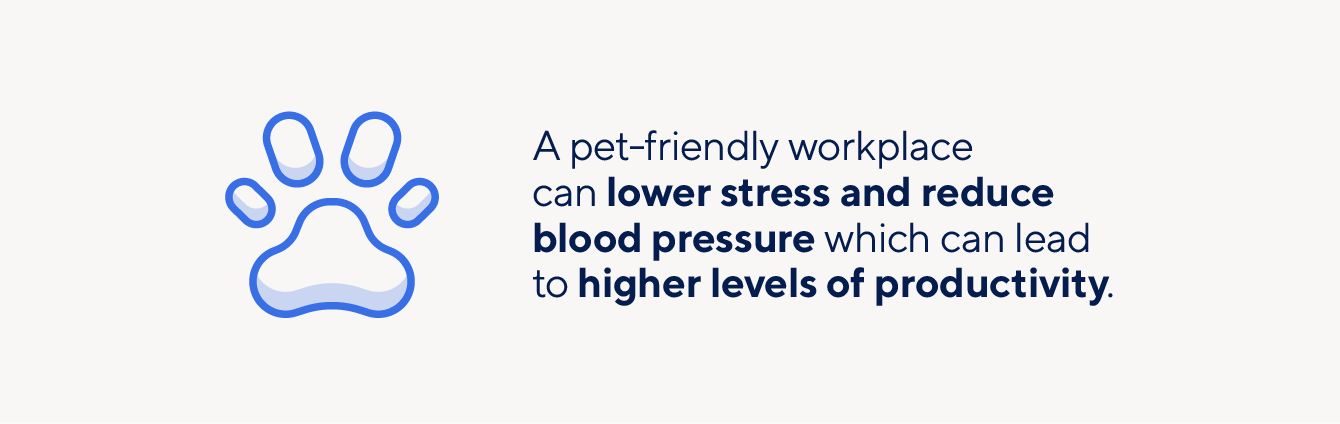 Pet-friendly workplaces can lower stress and reduce blood pressure.