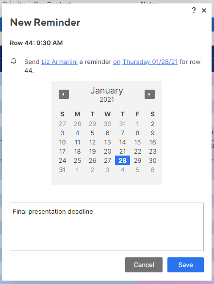 schedule smartsheet notification