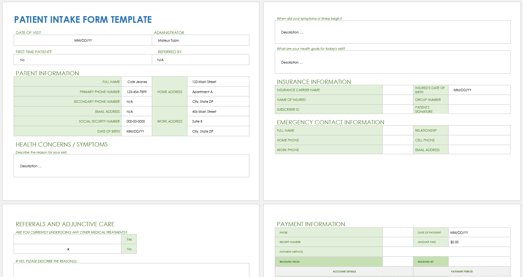 Patient Intake Form Template