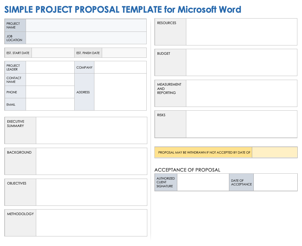 Simple Project Proposal Template Microsoft Word