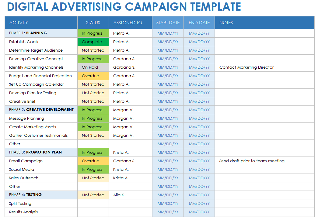 Digital Advertising Campaign Template Example