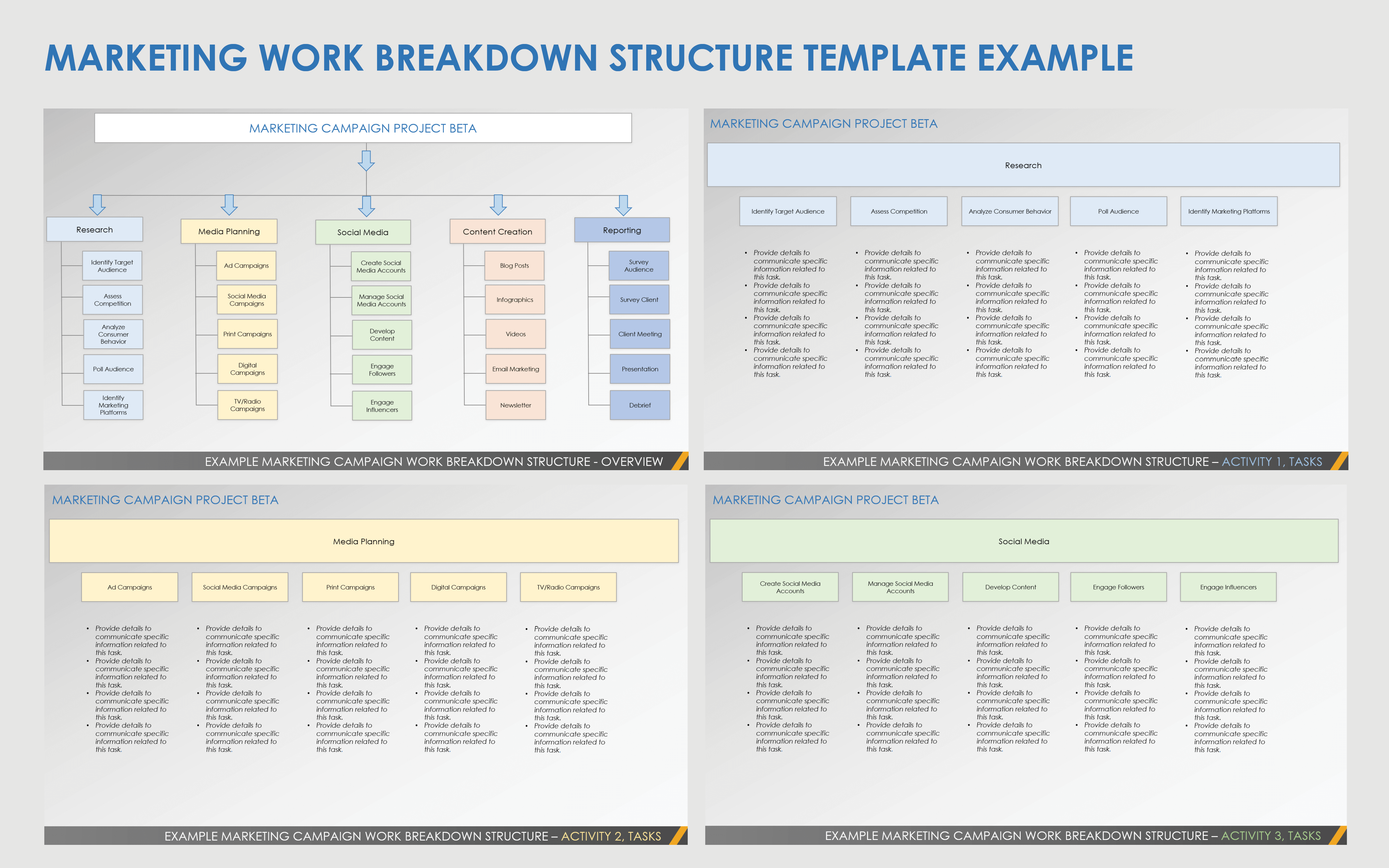 Marketing Work Breakdown Structure Template PowerPoint