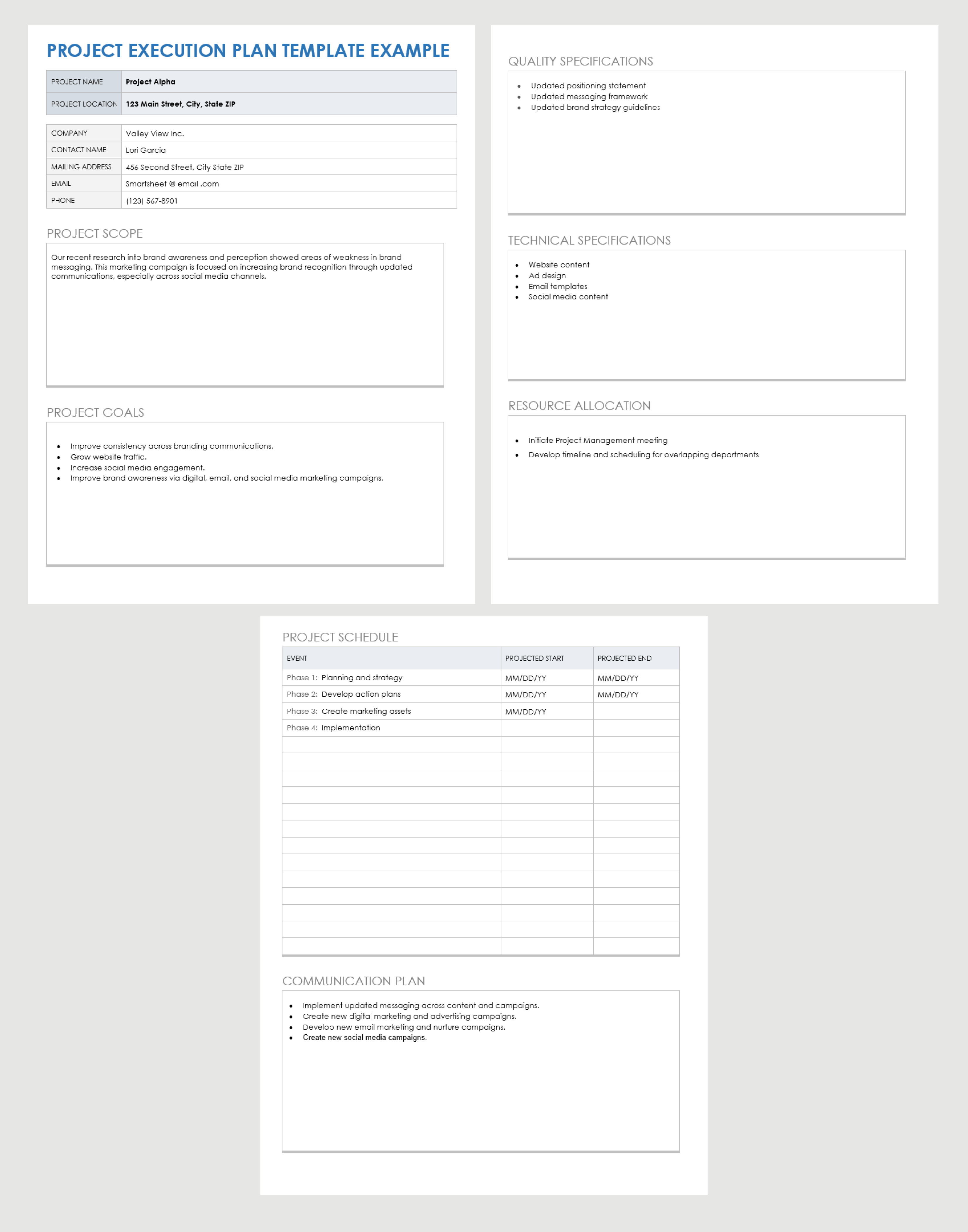 Project Execution Plan Example Template