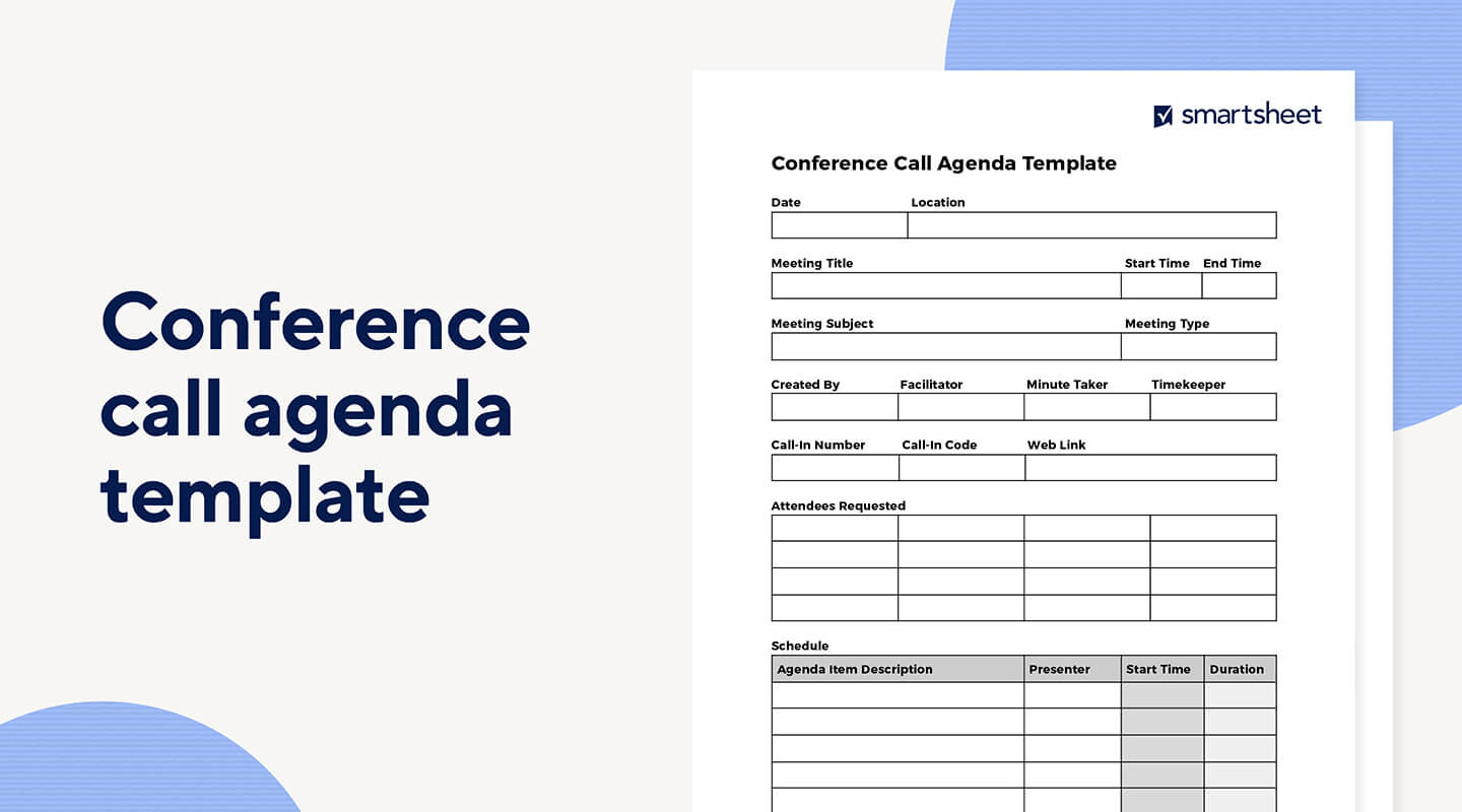 Conference call agenda template mockup.