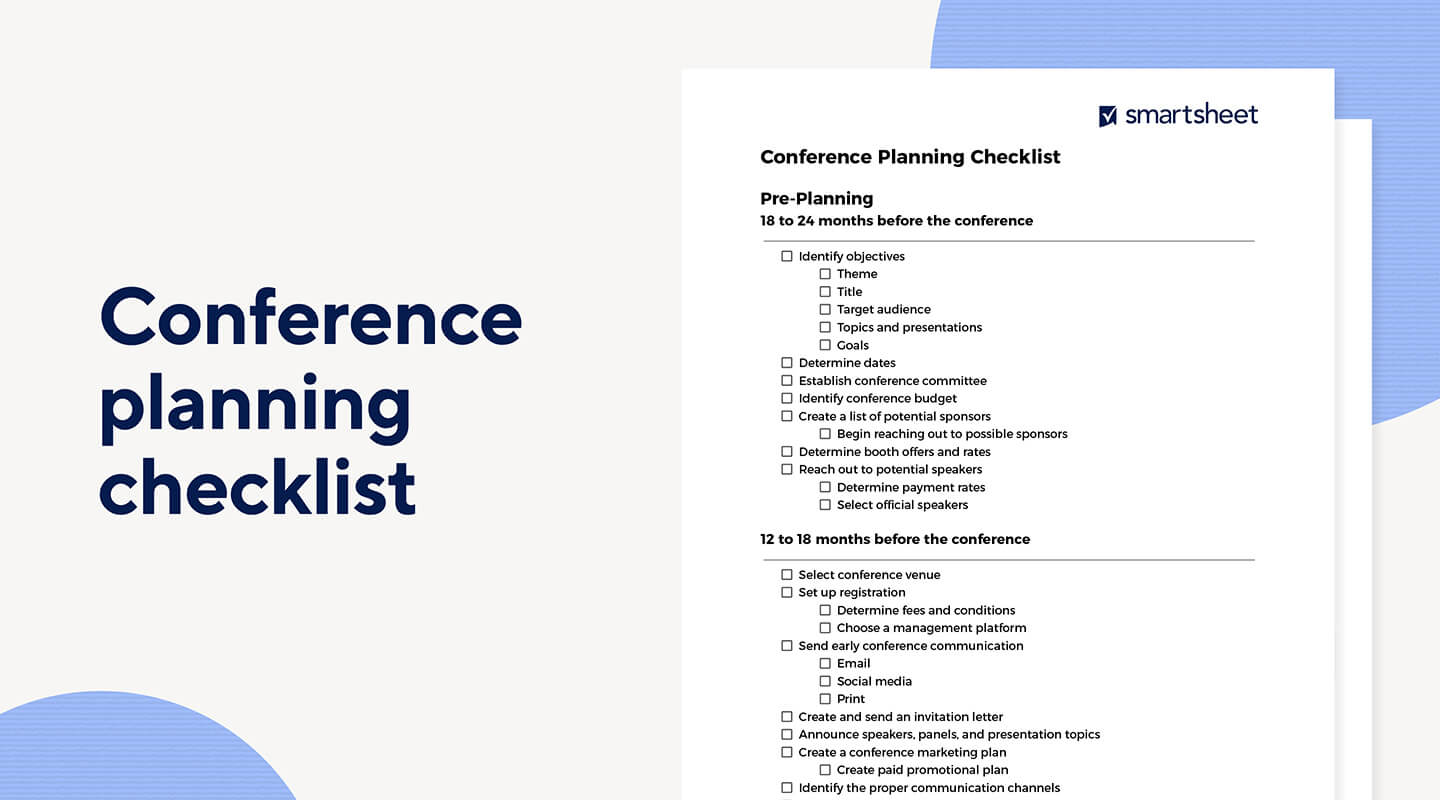 Conference planning checklist mockup.