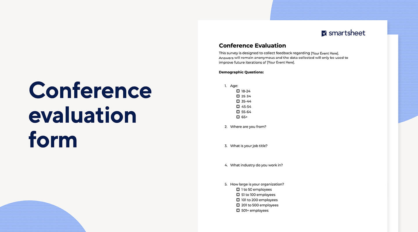 Conference evaluation form mockup.