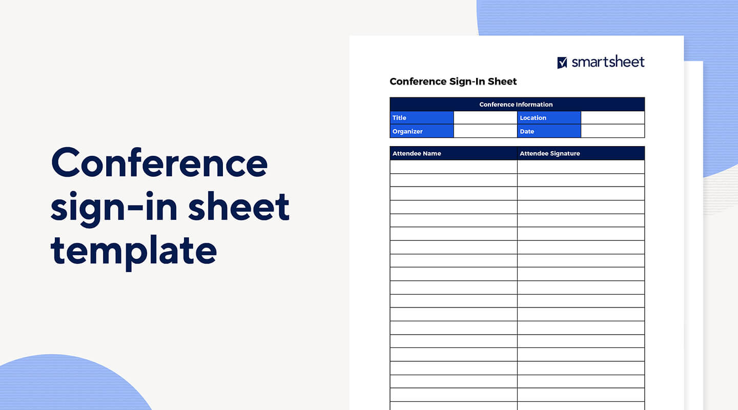 Conference sign-in sheet template mockup.