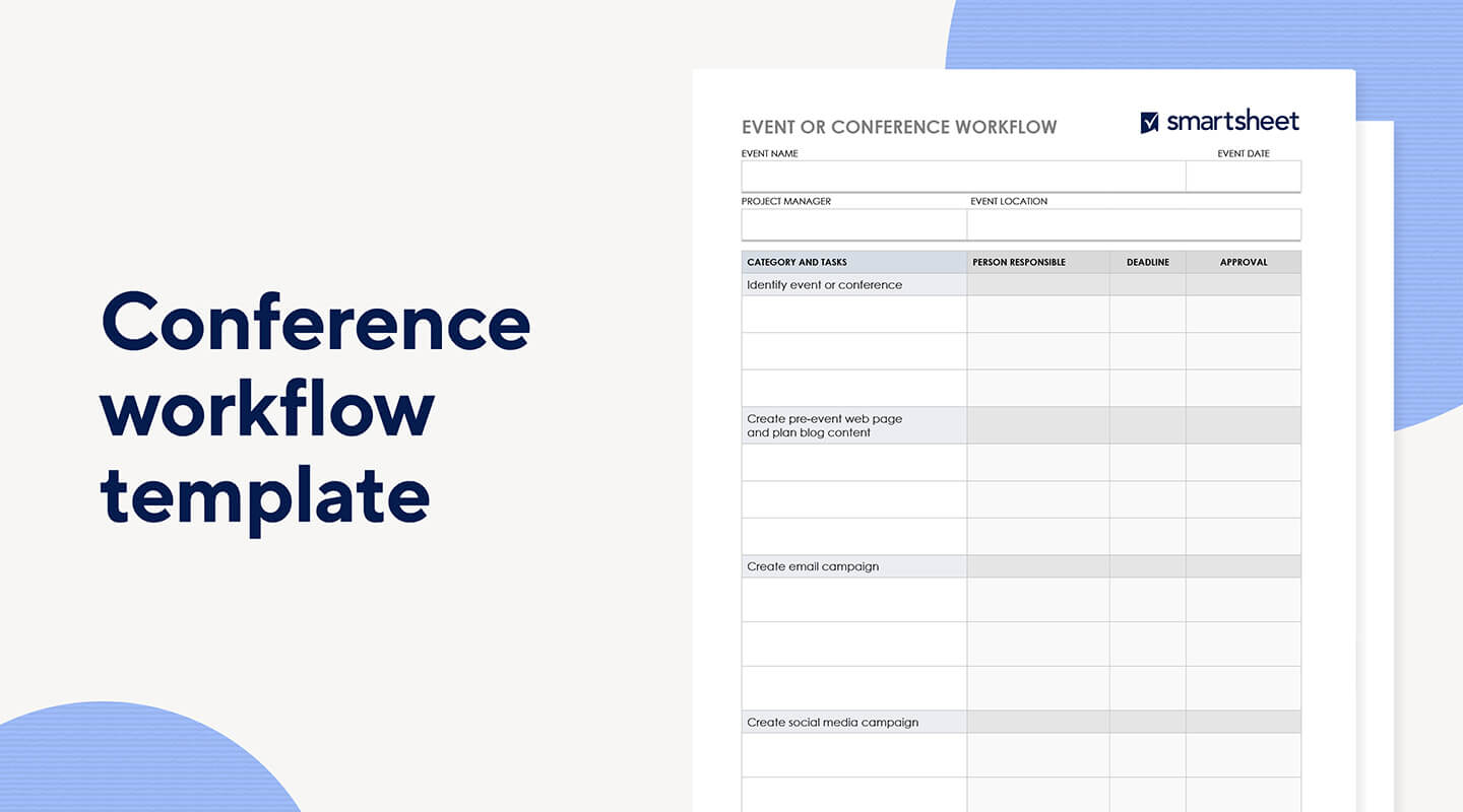 Conference workflow template mockup.