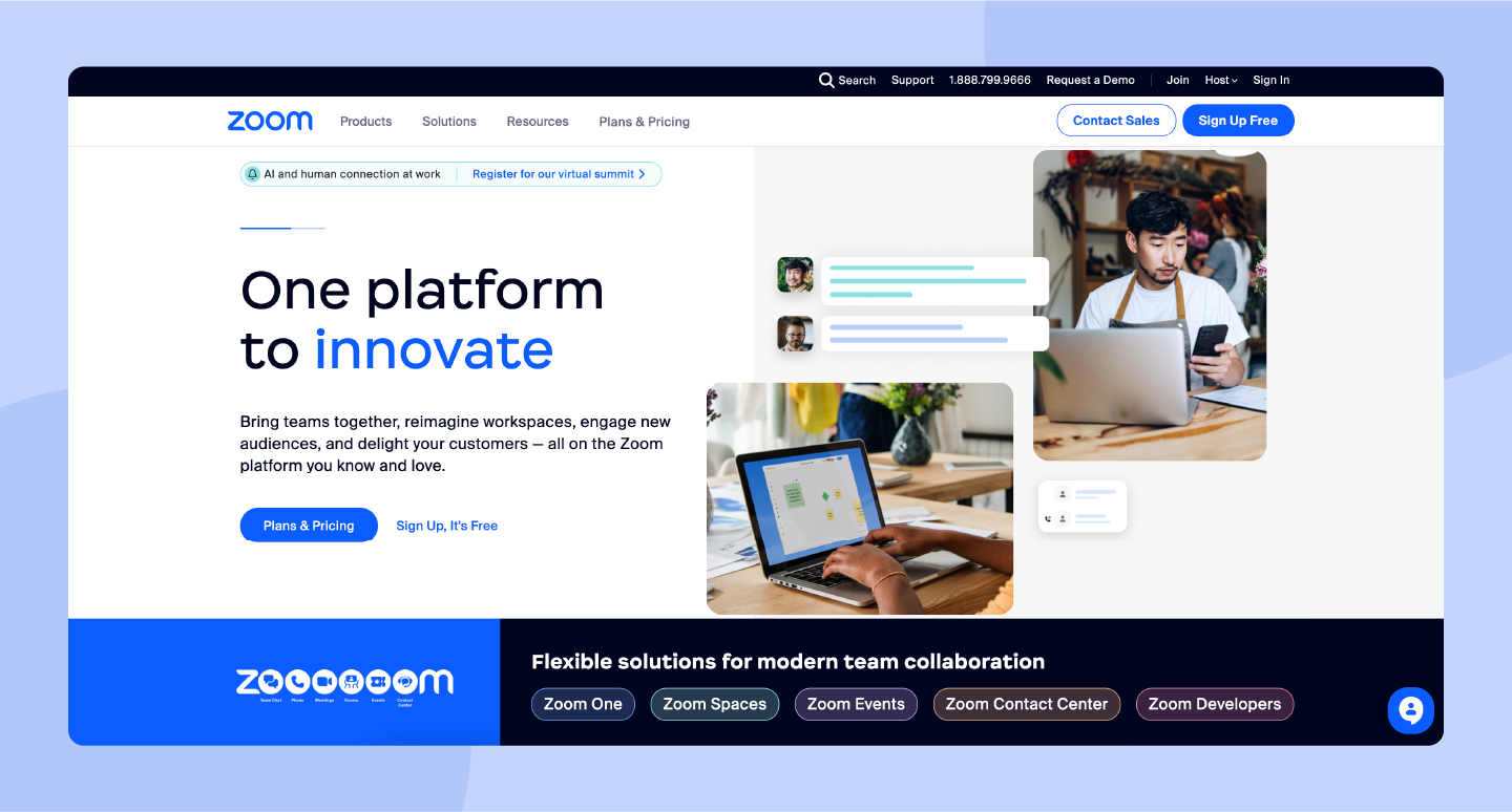 Zoom can be used for collaboration and internal communication.