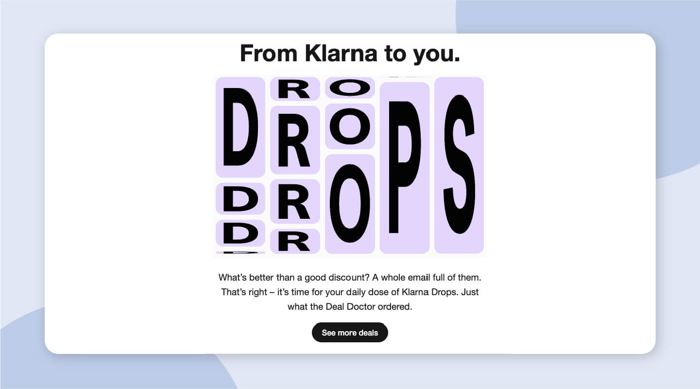 Klarna email campaign example