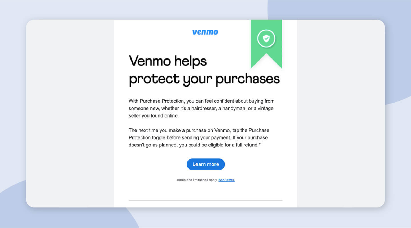 Venmo email campaign example