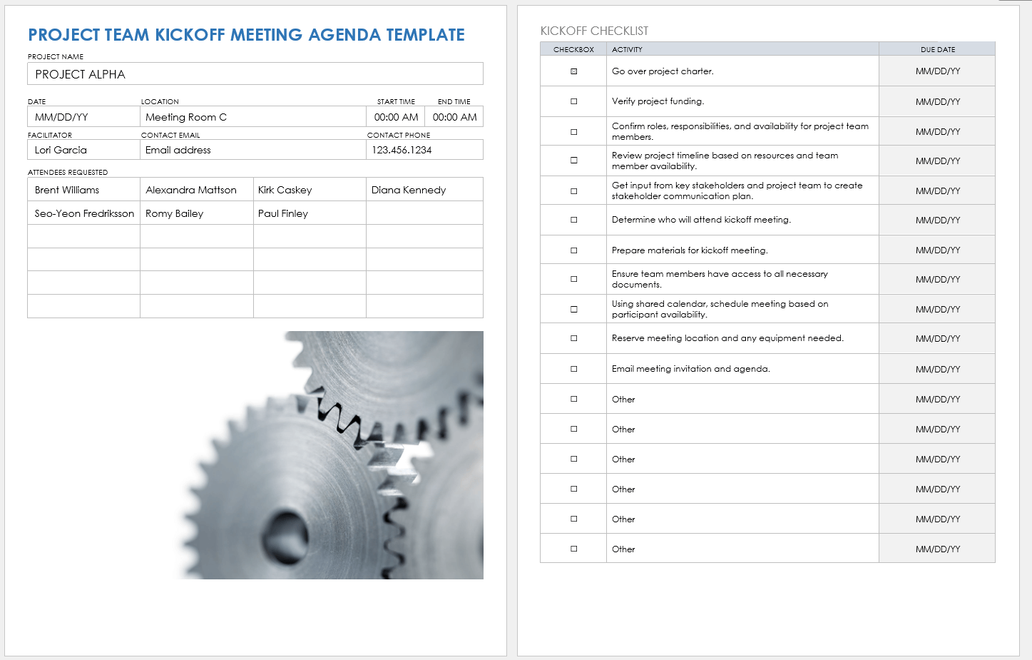 Project Team Kickoff Meeting Agenda Template