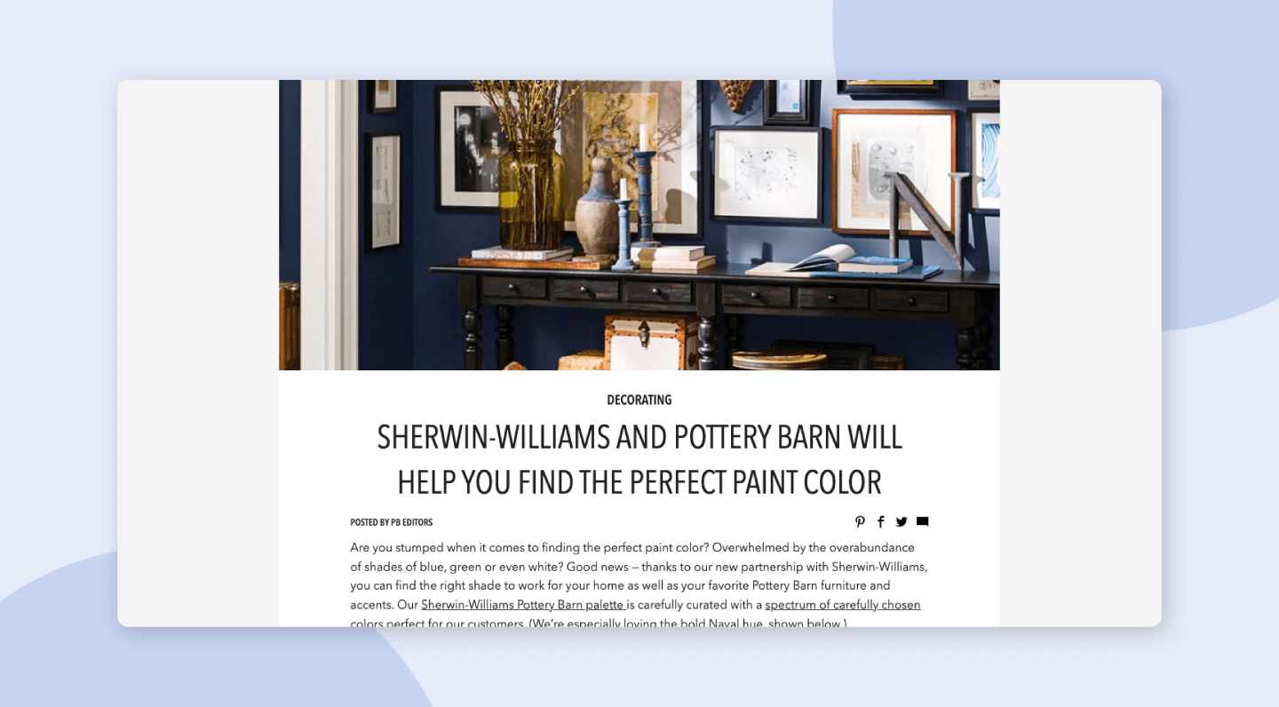 Pottery Barn's brand awareness campaign prioritized co-branding with Sherwin-Williams.