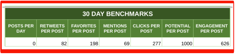 social media report template 30 day benchmarks