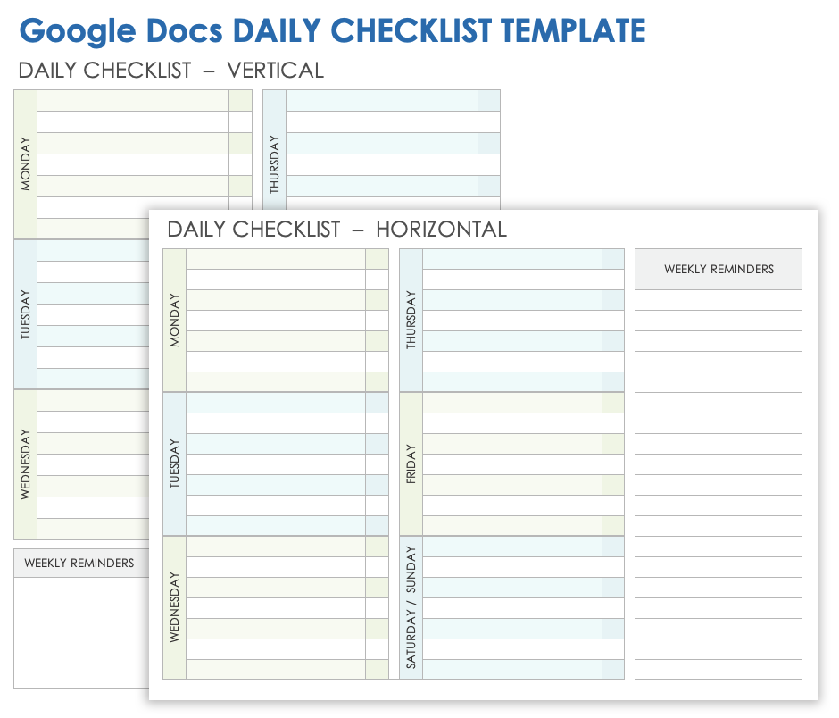 Google Docs Daily Checklist Template