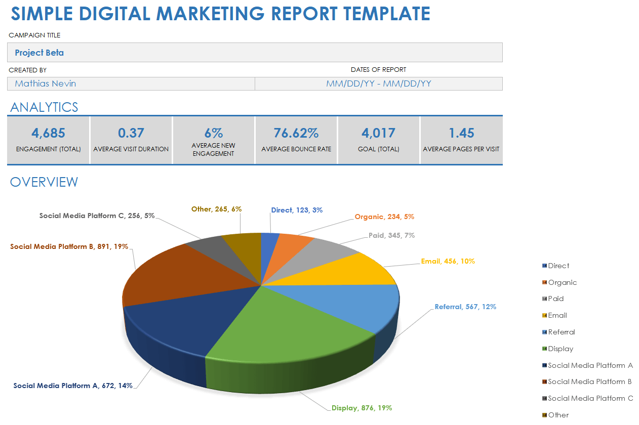 Simple Digital Marketing Report Template