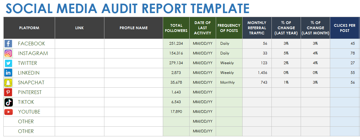 Social Media Audit Report Template
