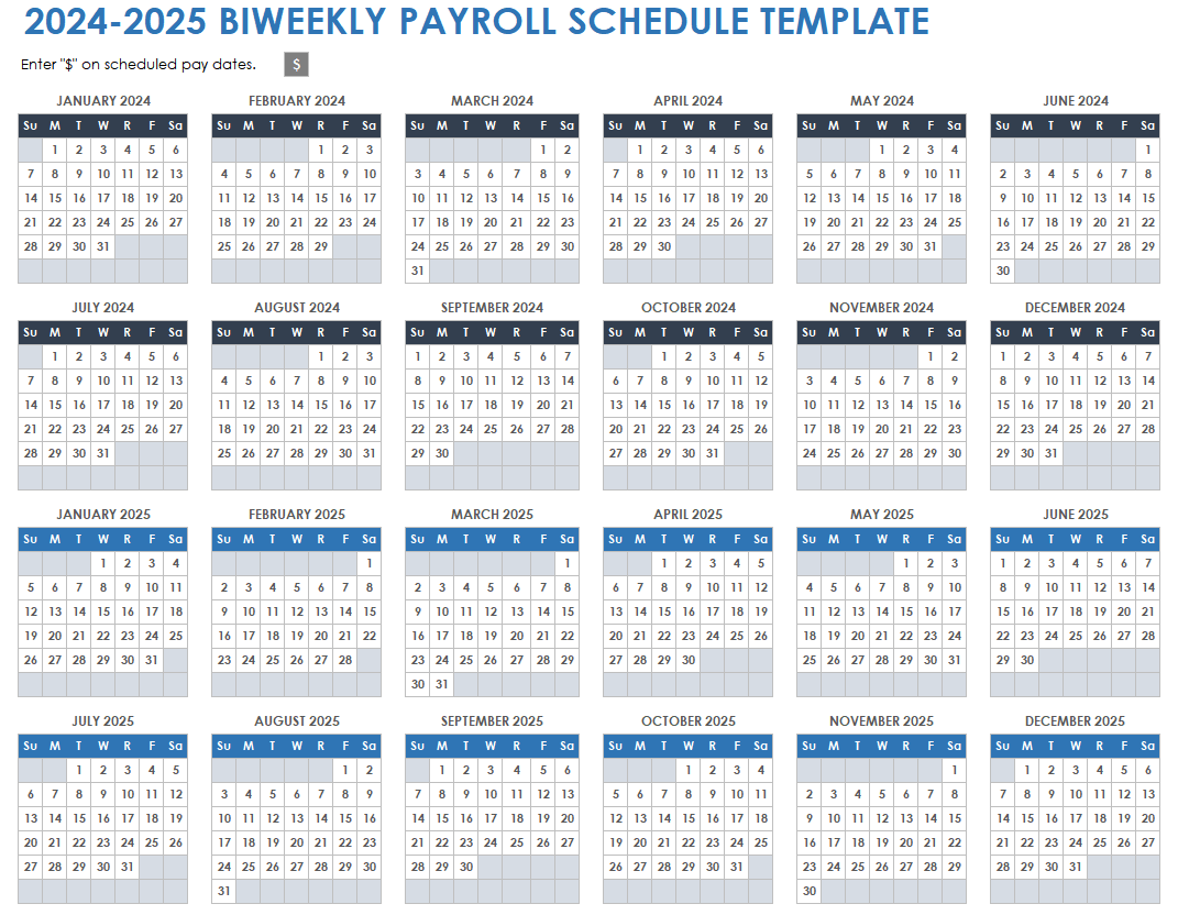 2024-2025 Biweekly Payroll Schedule Template