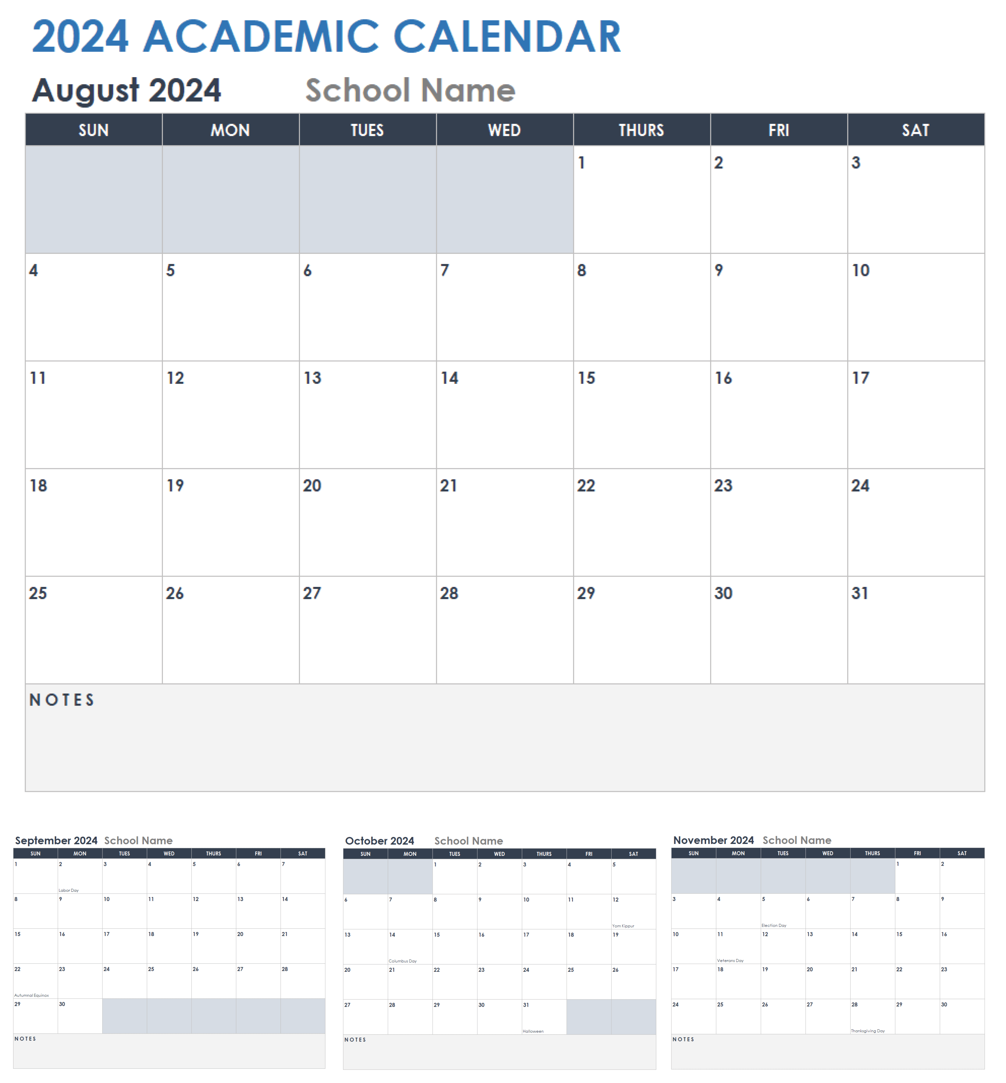 2024 Academic Calendar Template