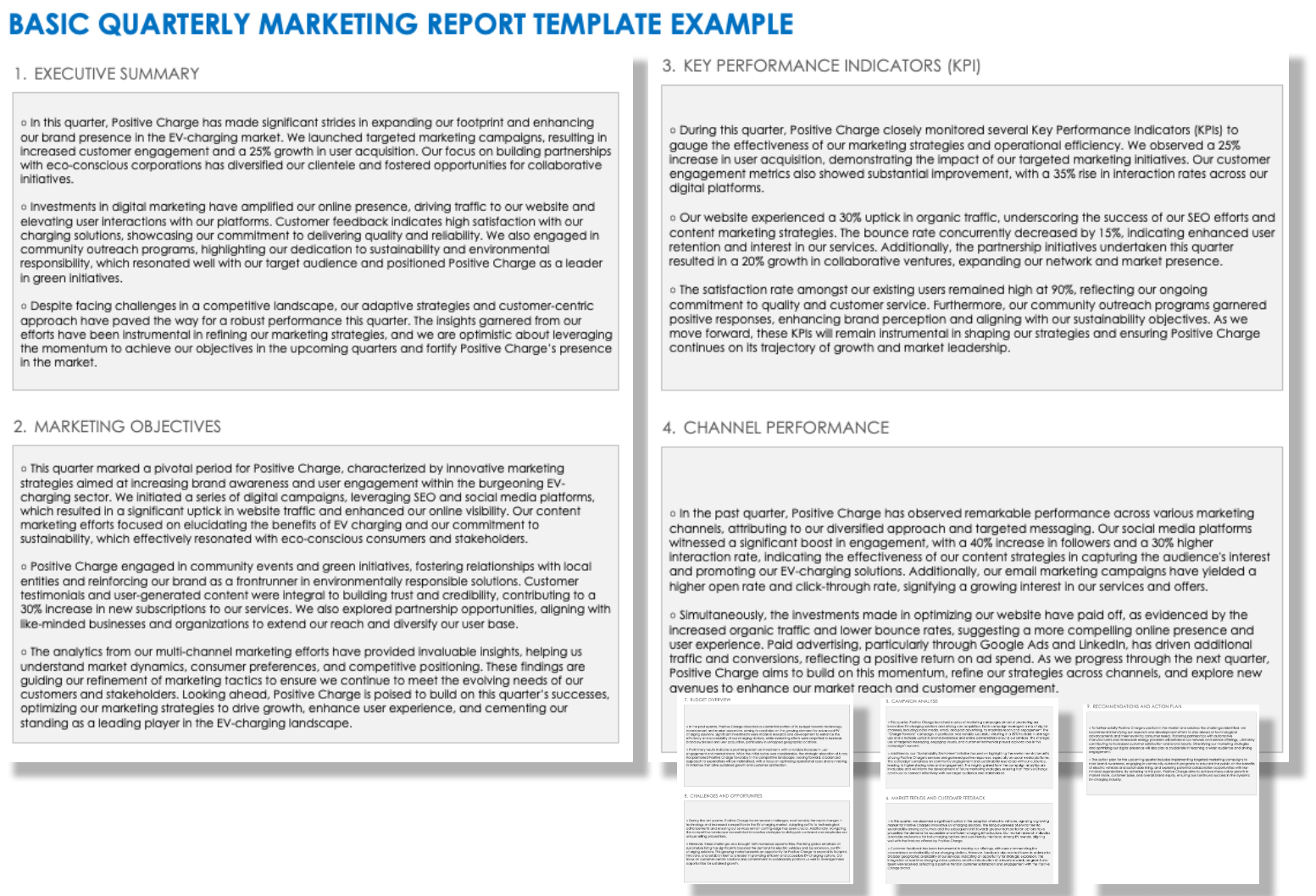 Basic Quarterly Marketing Report Example Template