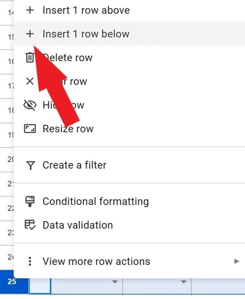 Create Project Checklist in Google Sheets Insert Row