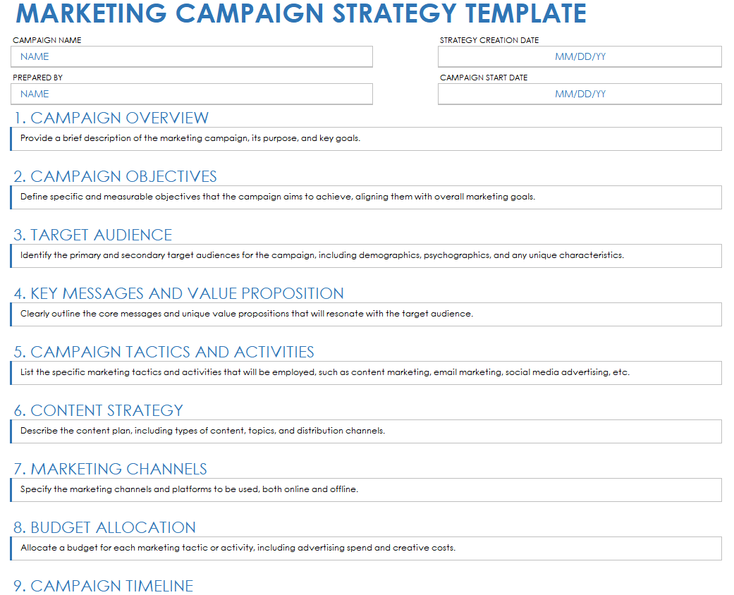 Marketing Campaign Strategy Template